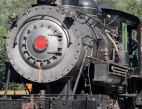 Closeup photo of the front of a train